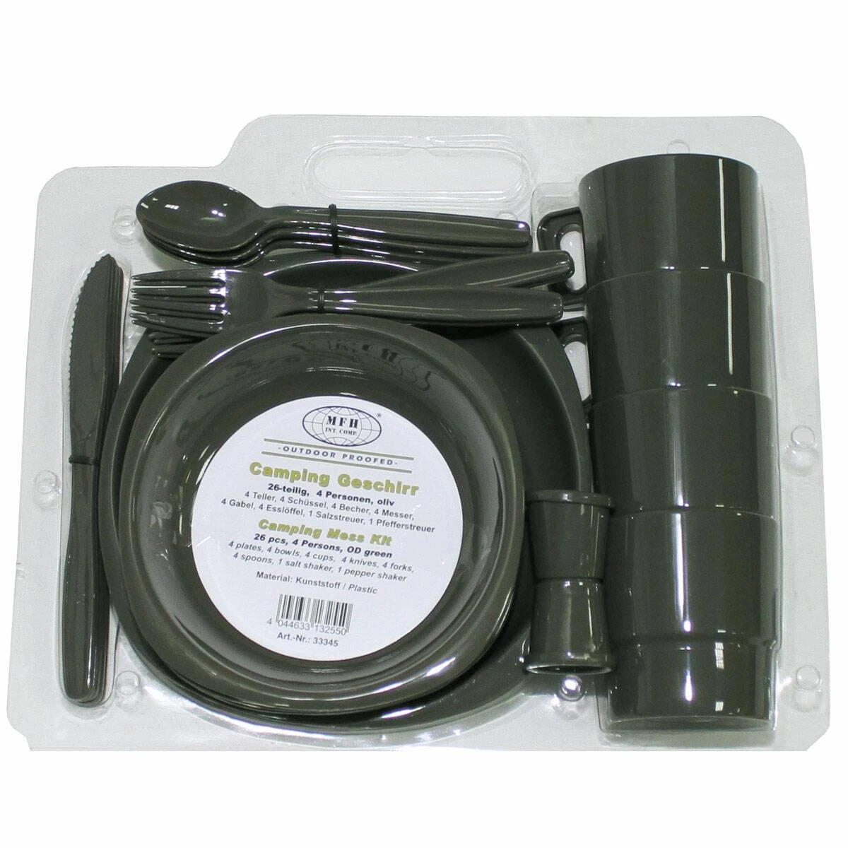 Mil-Tec Camping Kunststoffgeschirr 26-tlg. Oliv 4 Mil-Tec Camping Kunststoffgeschirr 26-tlg. Oliv – Bild 2