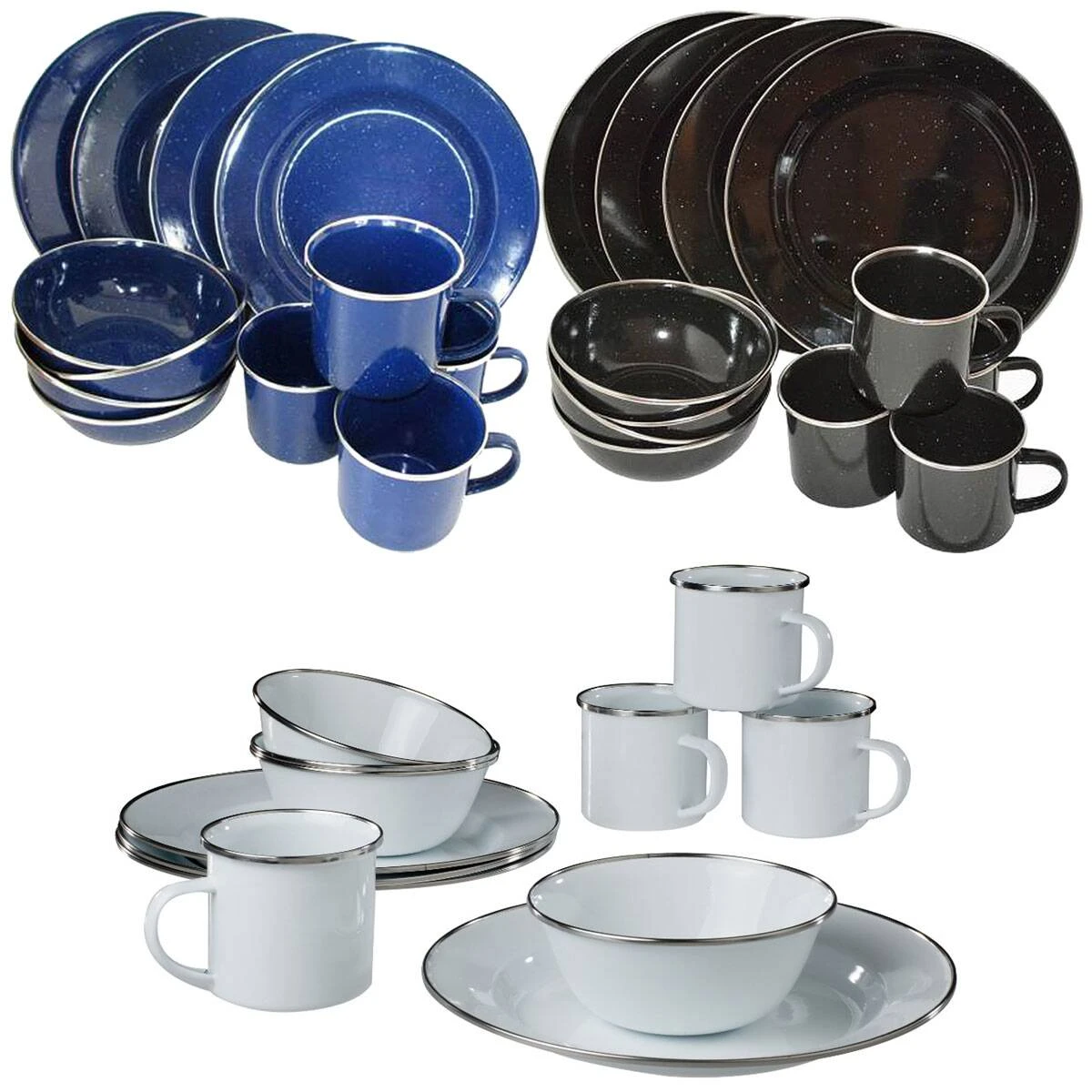 Emaille Essgeschirr Versch. Farben 3 Emaille Essgeschirr Versch. Farben