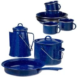 Emaille Kochset Western 13-teilig Blau